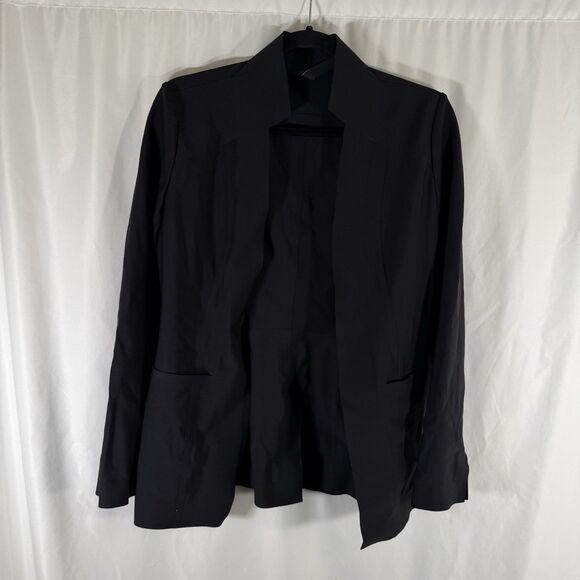 Athleta Jacket Women's 4 Solid Black Open Front Pockets Stretch Nylon - Picture 1 of 10